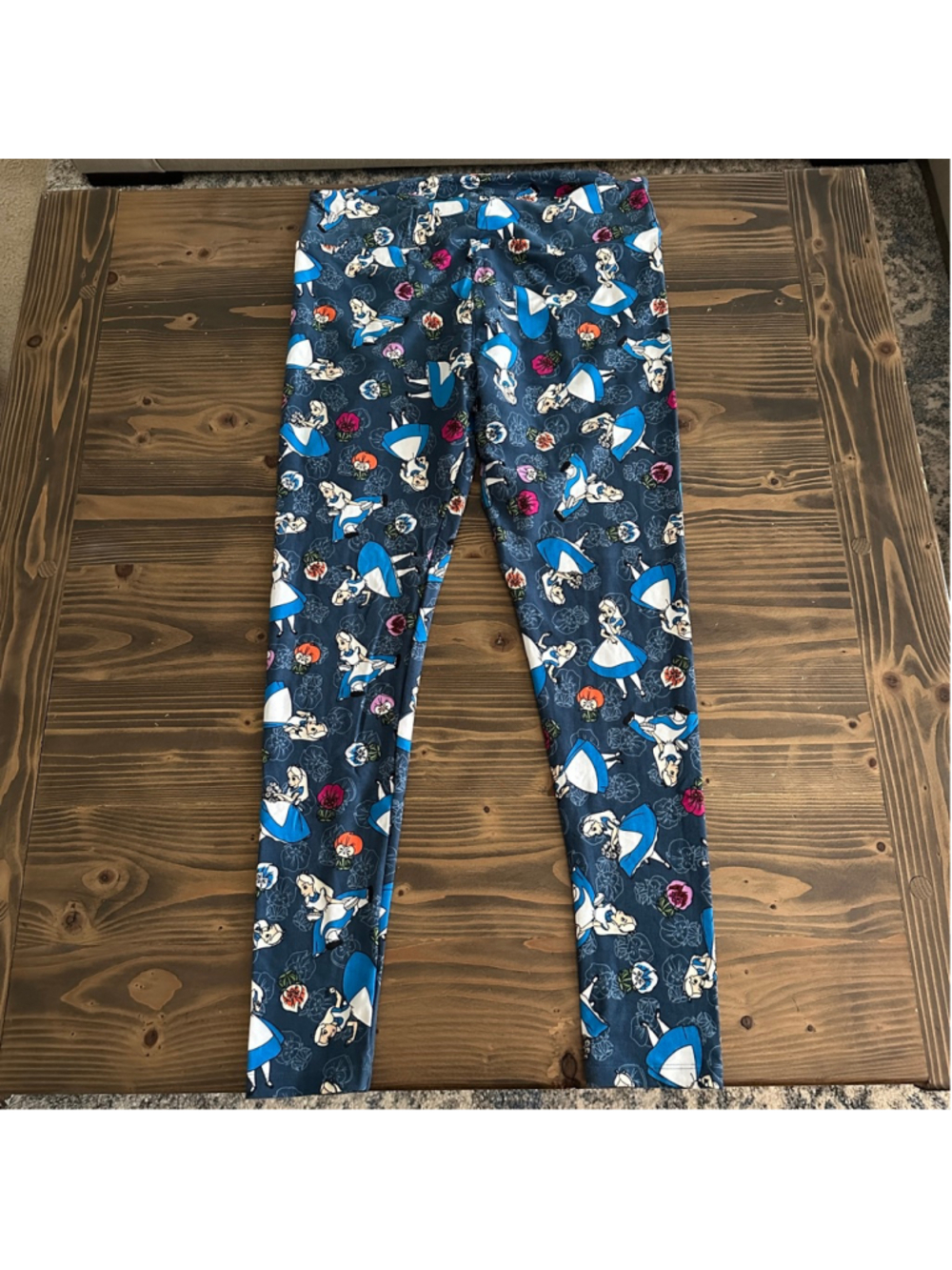 LuLaRoe Alice in Wonderland Leggings TC Blue Disney Floral Leggings